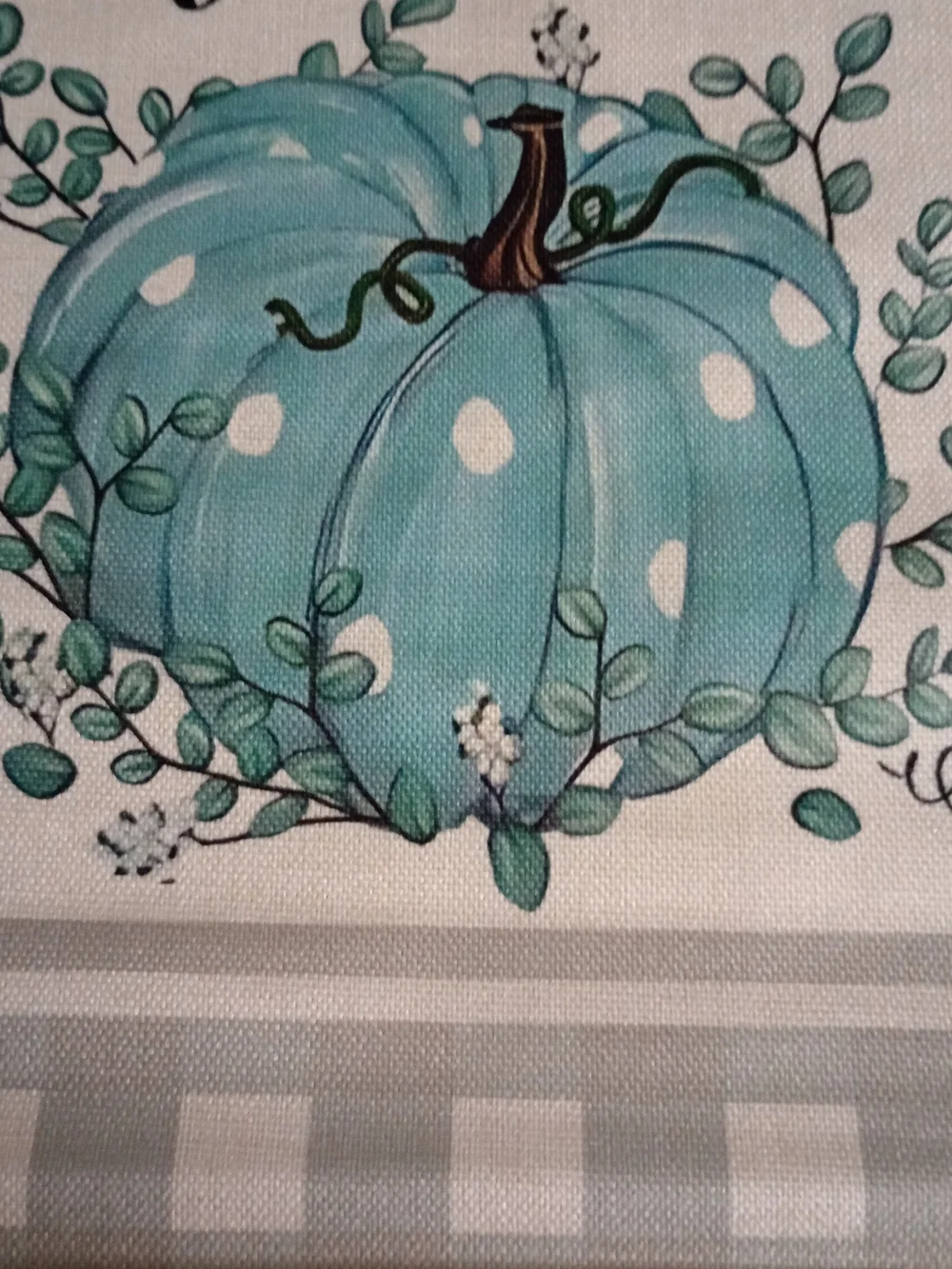 Fall Pumpkin Hanging Wall Decor Autumn Decoration Blue Buffalo Plaid 16.5